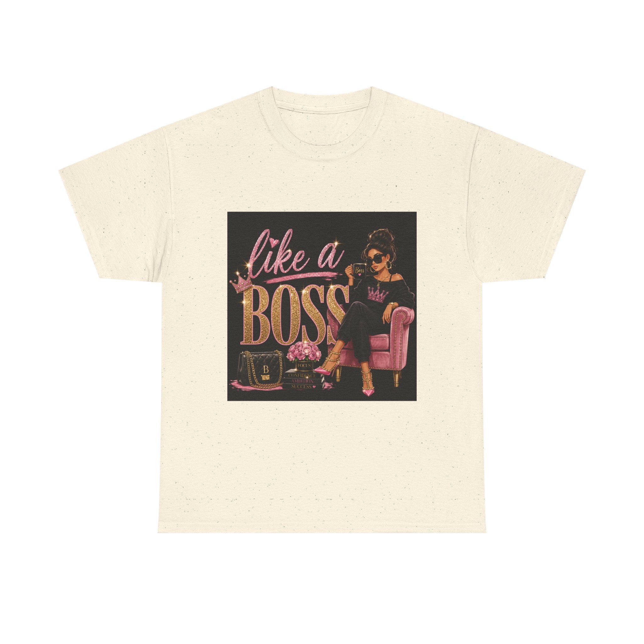 Like a Boss T-Shirt — Women’s Glam Graphic Tee (Pink & Gold)