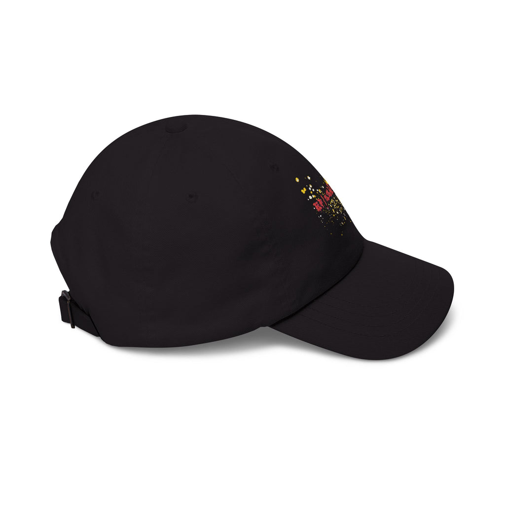 Efizzyqueen Cap — Retro Red Script with Yellow Confetti Accent