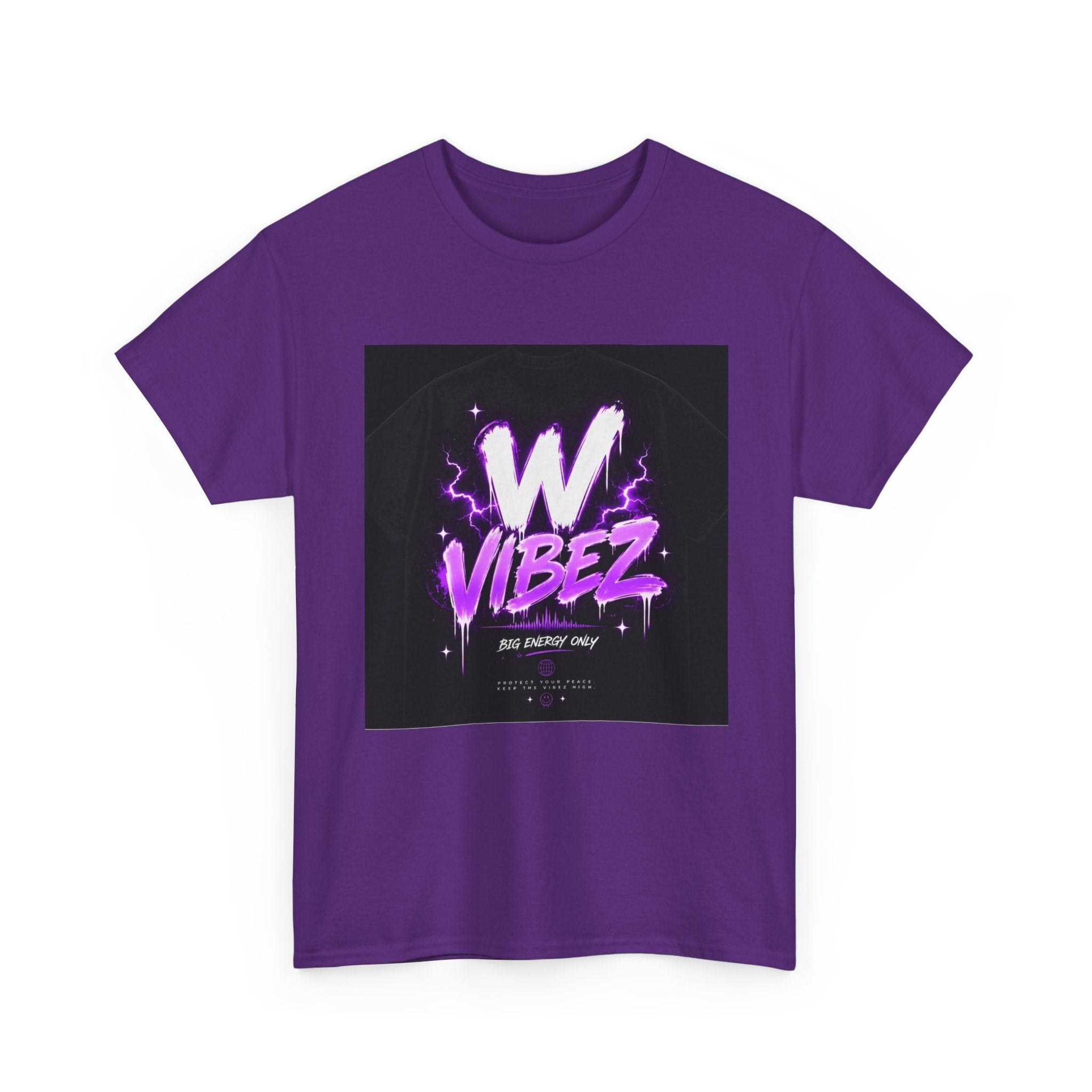 W Vibez Graphic Tee — Retro Purple Neon Streetwear T-Shirt