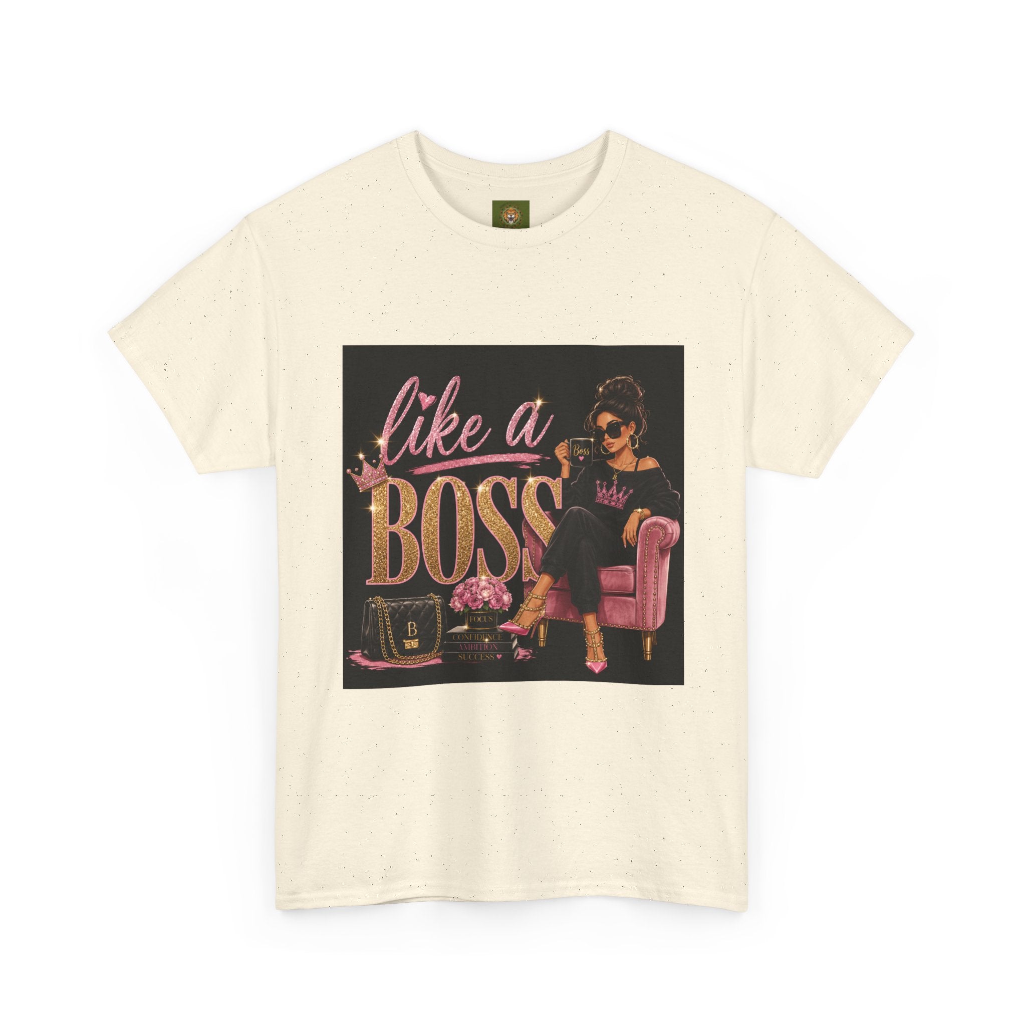 Like a Boss T-Shirt — Women’s Glam Graphic Tee (Pink & Gold)