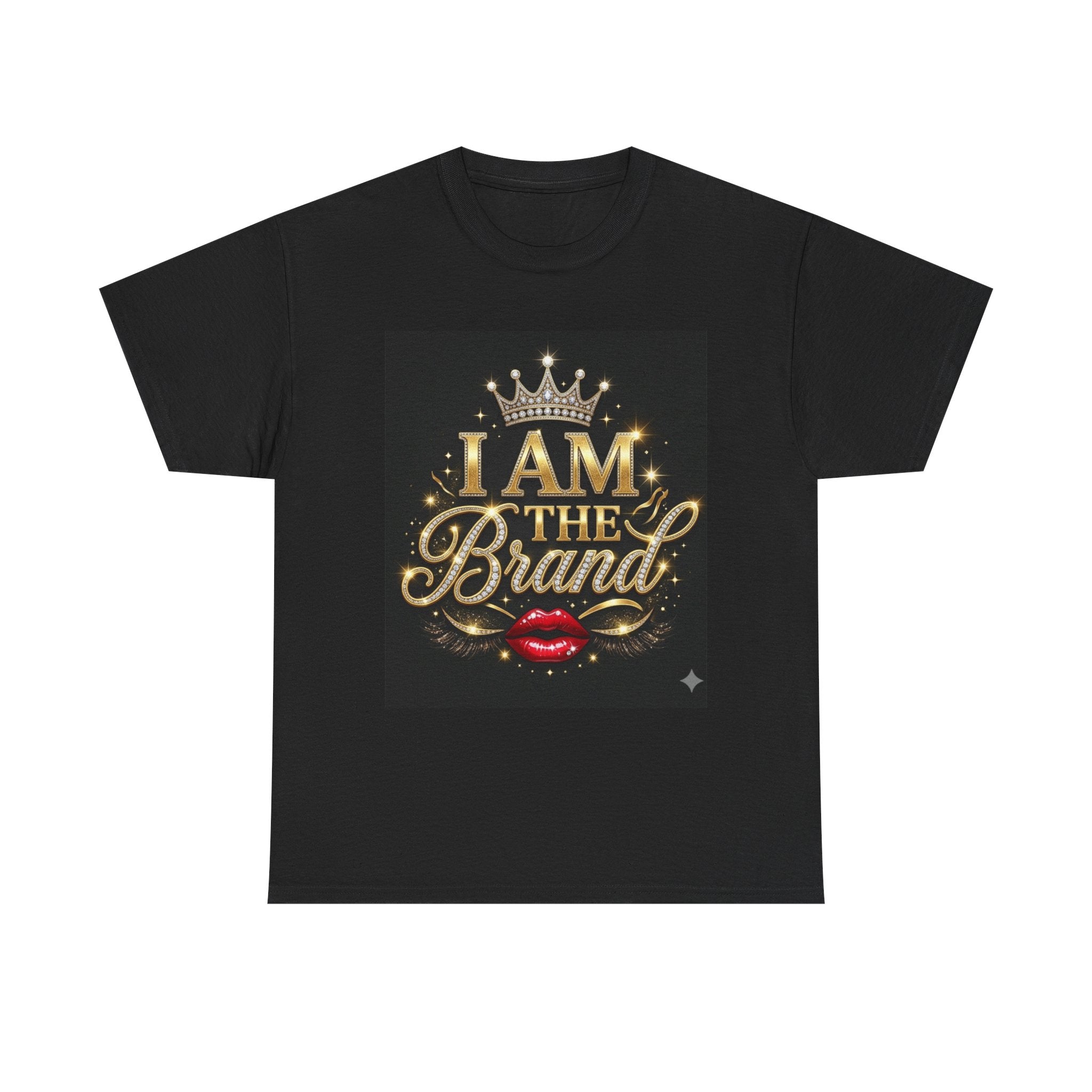 I Am The Brand T-Shirt – Gold Crown & Red Lip Graphic Tee