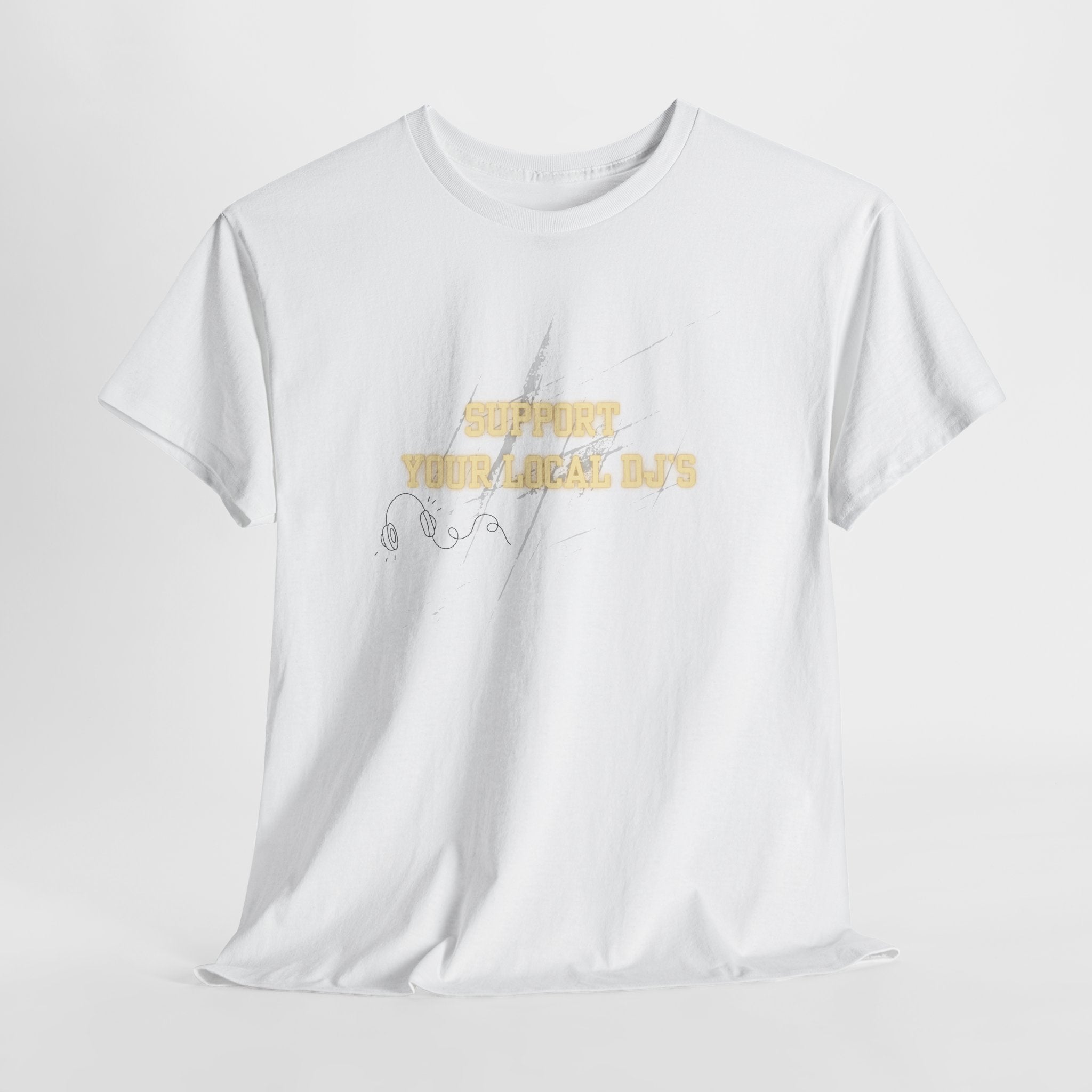 Support Your Local Dj's' White Tee — Vintage Script Cotton T-Shirt