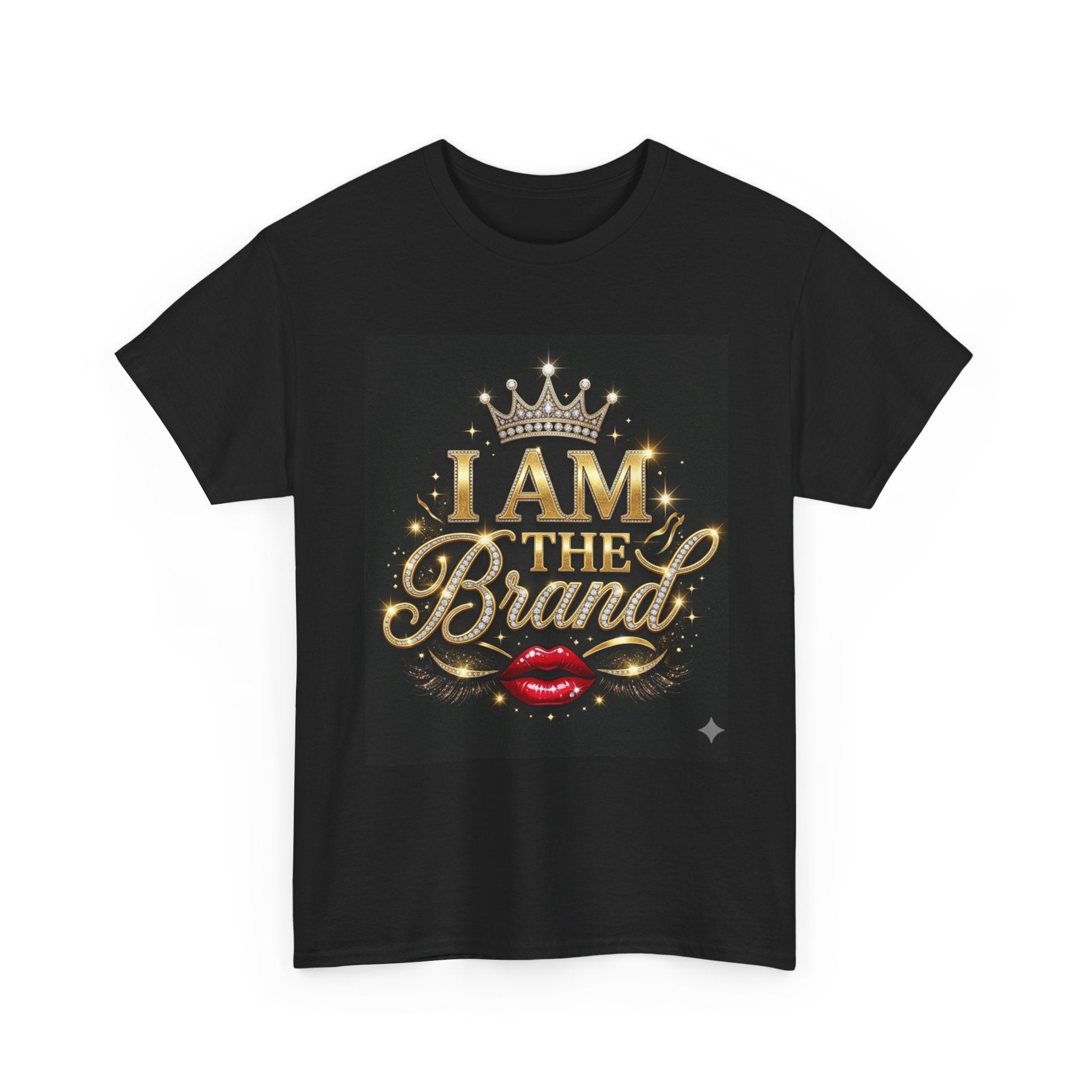 I Am The Brand T-Shirt – Gold Crown & Red Lip Graphic Tee