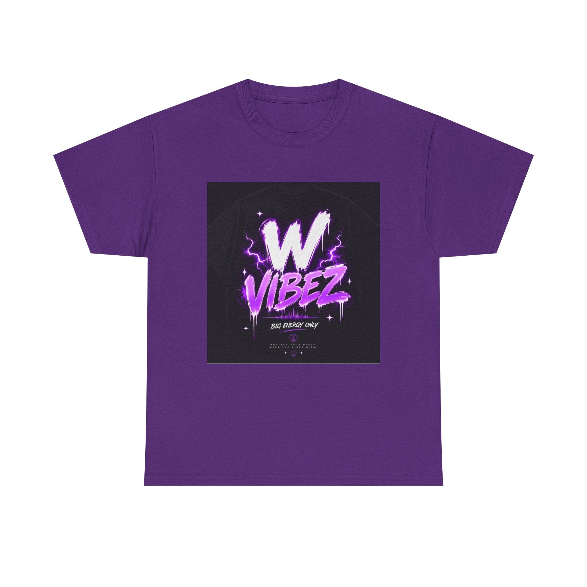 W Vibez Graphic Tee — Retro Purple Neon Streetwear T-Shirt