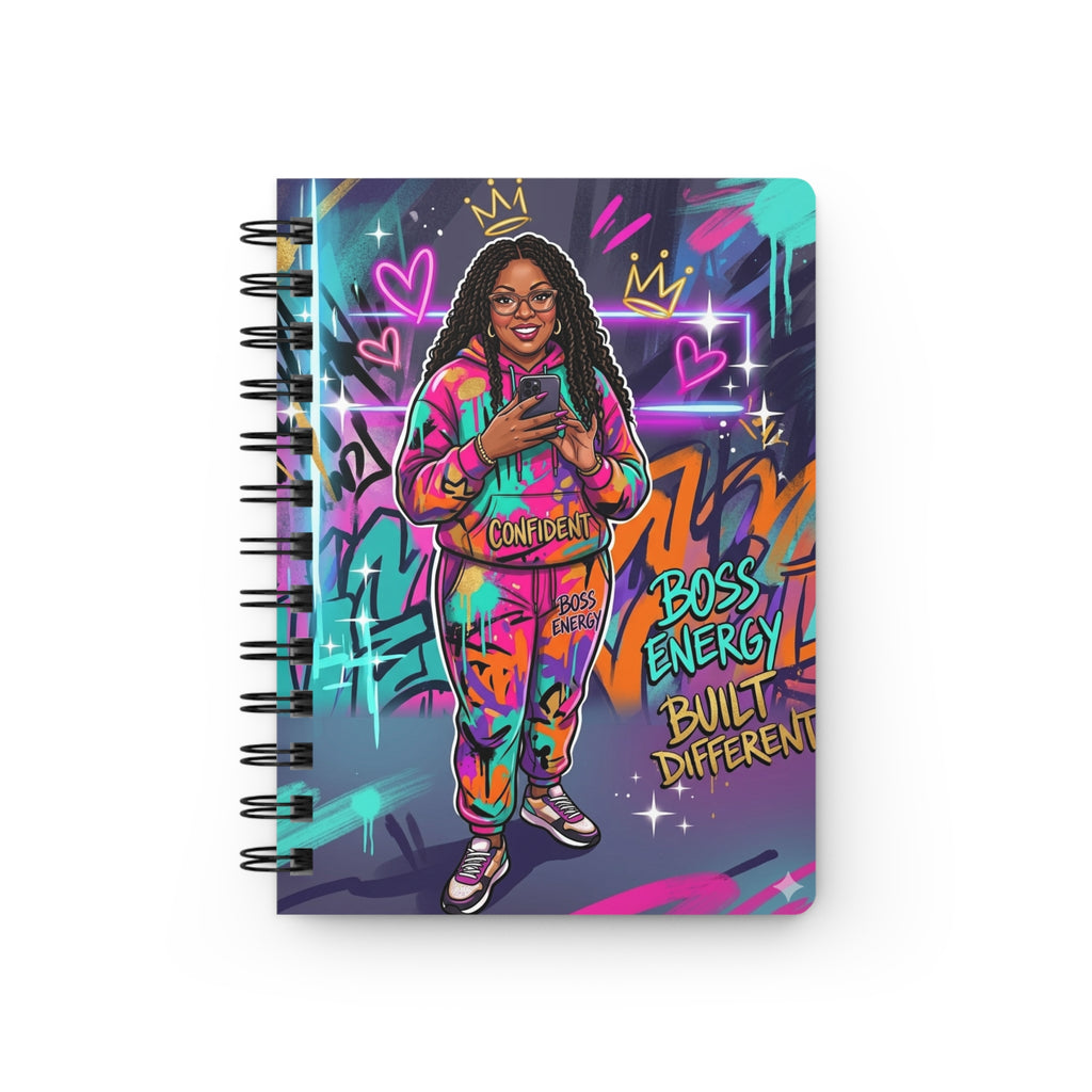 EfizzyQueen Spiral Notebook — "Boss Energy, Built Different" Afrocentric Girl Power Journal
