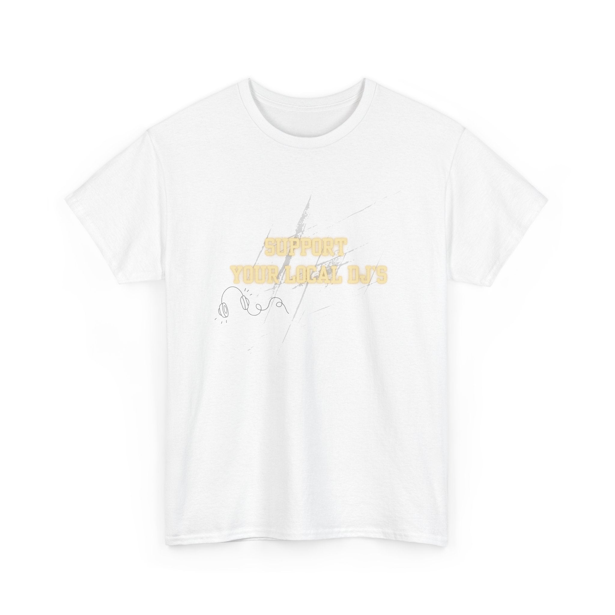 Support Your Local Dj's' White Tee — Vintage Script Cotton T-Shirt