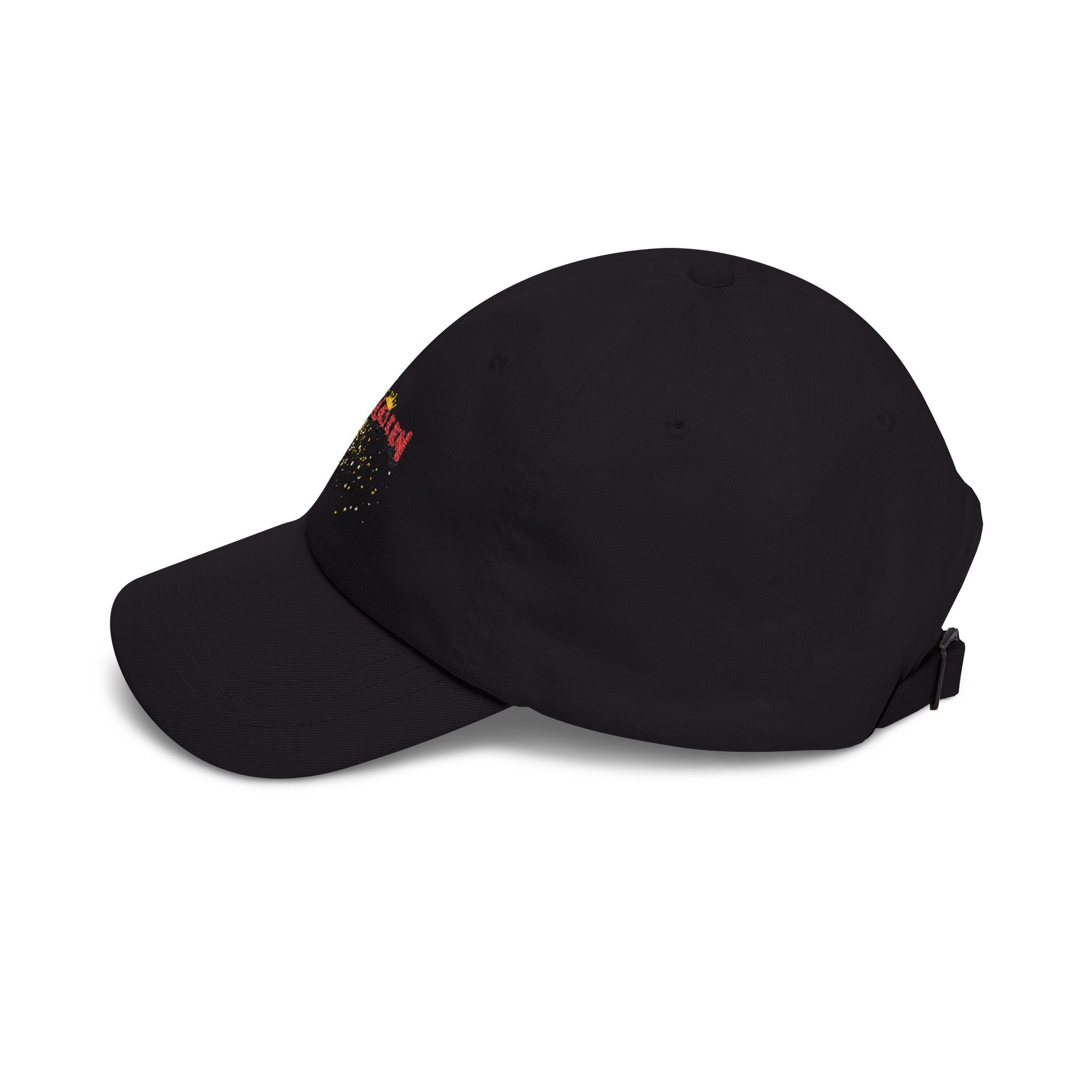 Efizzyqueen Cap — Retro Red Script with Yellow Confetti Accent