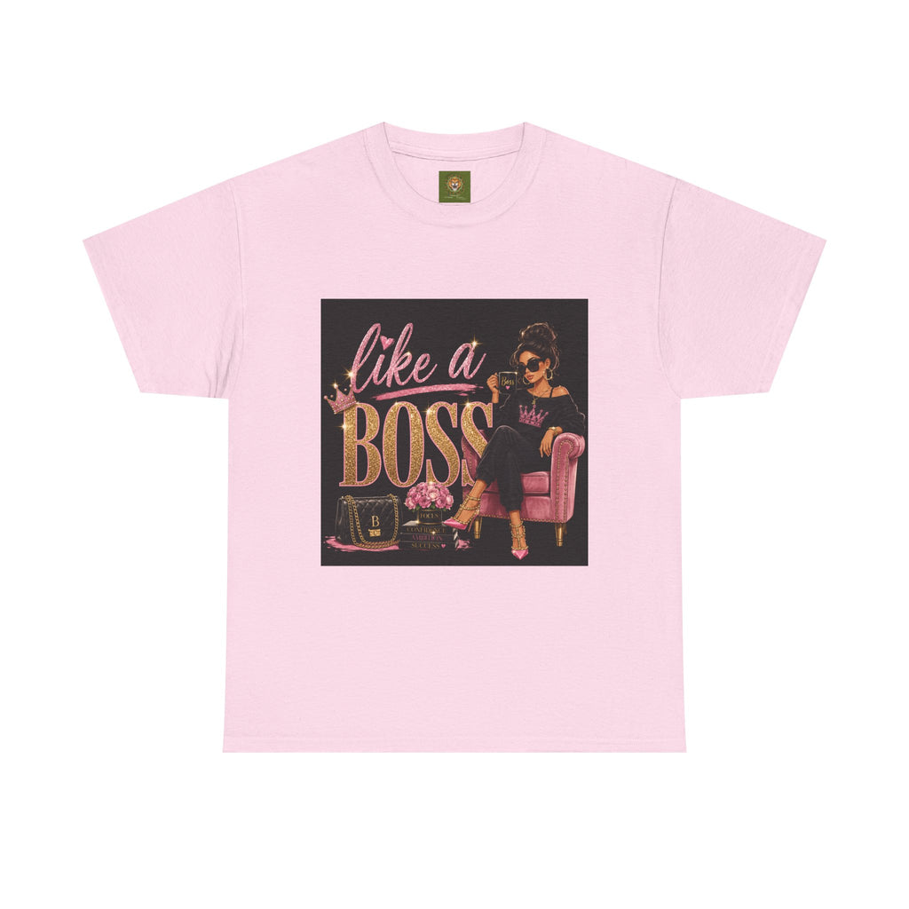 Like a Boss T-Shirt — Women’s Glam Graphic Tee (Pink & Gold)