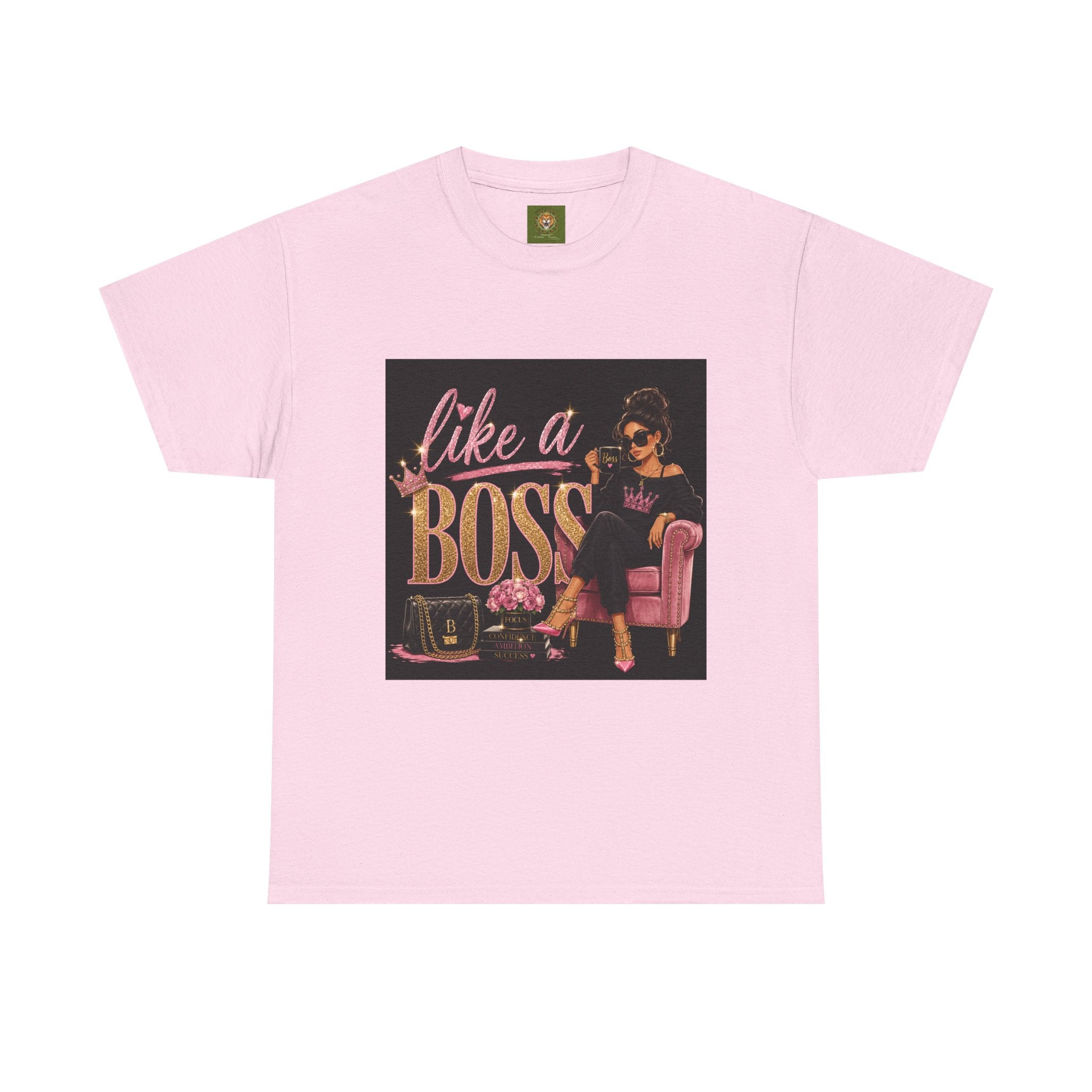 Like a Boss T-Shirt — Women’s Glam Graphic Tee (Pink & Gold)